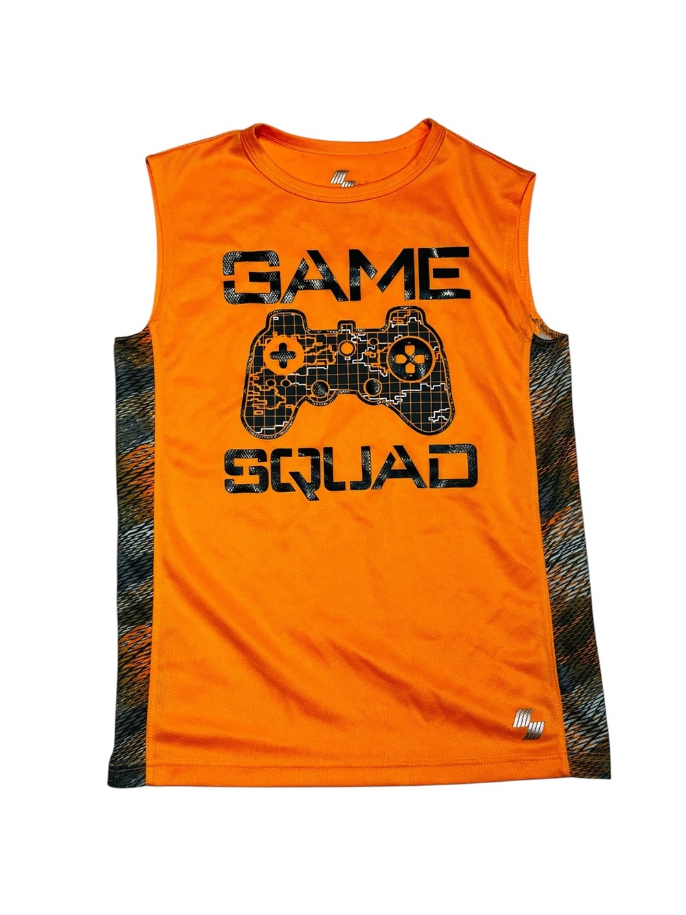 The Children's Place Orange Tank Top with Black 'Game Squad' Controller Graphic